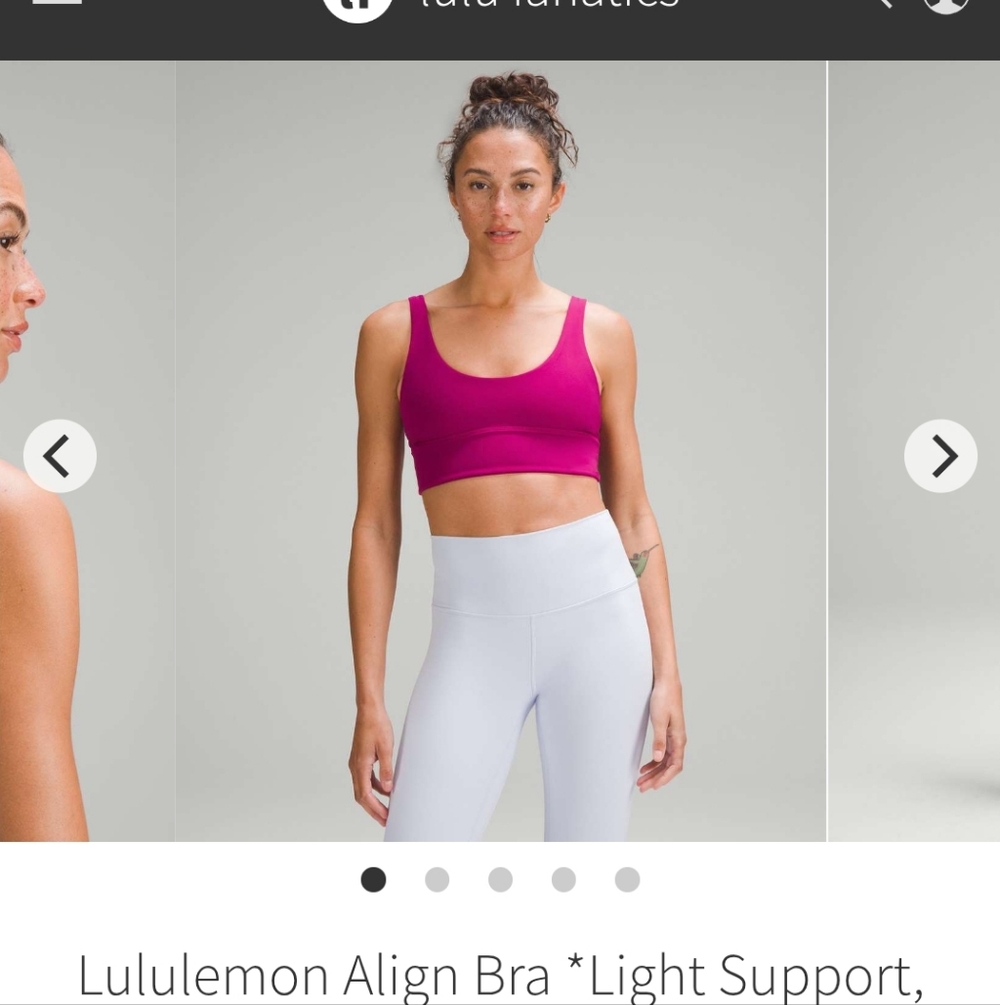 lululemon Align Bra *Light Support, A/B Cup Size 8 Magenta Reversible